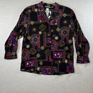 Vintage S.G. Sport Collection Women’s Size 14/16 Retro Geometric Print Blouse